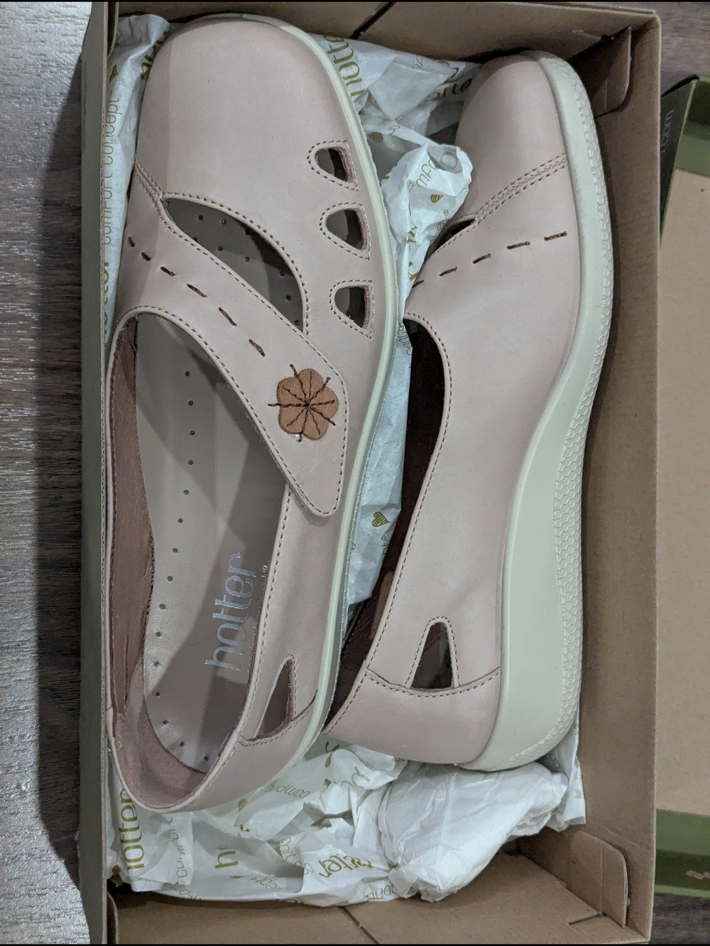 hotter Blush Pink Leather Slip-On Comfort Loafers